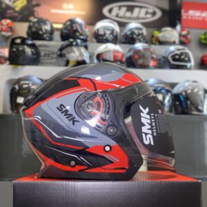 CASCO ABIERTO SMK NEGRO ROJO
