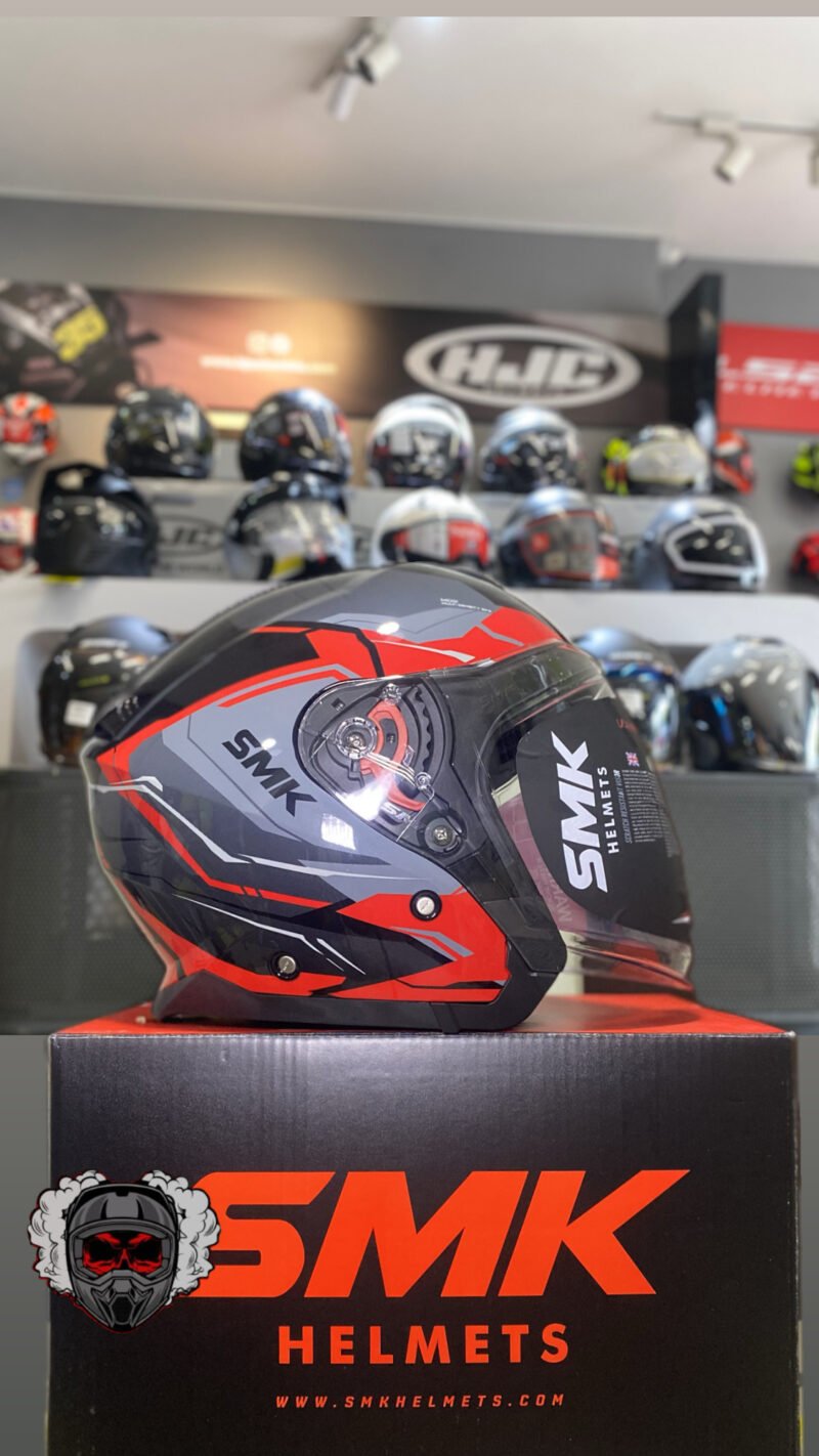CASCO ABIERTO SMK NEGRO ROJO
